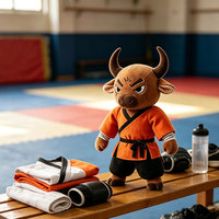 Peluche taureau personnalisée sur le thème des arts martiaux avec détails en tissu sur mesure, jouet en peluche pour cadeau culturel, pour distributeurs en gros
