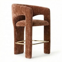 Tabouret de bar rembourré en tissu résistant à la rouille, hauteur de comptoir, pour îlot de cuisine