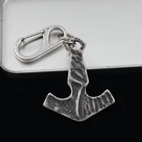 Porte-clés artisanal pour homme en acier inoxydable, style européen et américain classique, marteau de Thor Mjolnir Viking, vente en gros