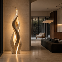 Sculptures en fibre de verre artisanales, sculpture en fibre de verre en forme de flamme spirale pour hôtel de luxe, couloir, salle d'exposition, ornement d'intérieur
