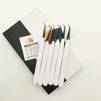 Pince à épiler professionnelle noire à pointe en fibre de plasma pour extensions de cils, avec logo personnalisé, en acier inoxydable durable, impression de cils