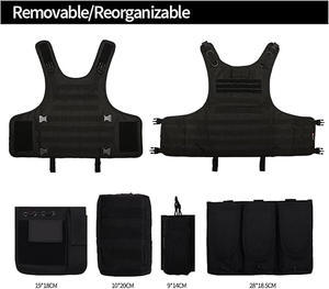 LINZ nero tattico piatto ponderato gilet portante in Nylon traspirante tessuto 1000D uso esterno taglia unica - Product Image 4