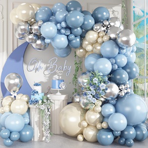 Kit d'arche de ballons en latex rose pâle doublement rembourrés 125 pièces bleu poussière, guirlande blanc nacré écologique et durable pour anniversaire et <span class=keywords><strong>baby</strong></span> shower - Product Image 1