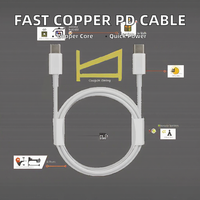 Kabel USB-C ke USB-C Berlapis TPE Pengisian Cepat 60W Tembaga Murni PD