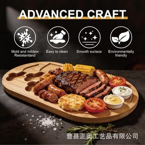 Tabla de bambú para carne con juego de cubiertos, bandeja de madera maciza para servir carne a la parrilla y verduras - Product Image 4