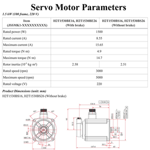 17-Bit 1.5KW 3000rpm <b>Waterproof</b> AC Motor and 380VAC Three-Phase EtherCAT Drive Kit JSSMK1-H2T1530BS26 EtherCAT 17-Bit 220VAC Thr - Product Image 2