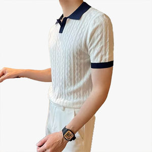 Polo à manches courtes en maille de soie glacée respirante et polyvalente, style mature pour homme, nouvelle collection estivale tendance - Product Image 5