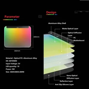 Alfombrilla <span class=keywords><strong>de</strong></span> Ratón Chasing Light con Iluminación Ambiental SKYDIMO DIY Controlable, RGB, Retroiluminación Colorida, Tipo C USB C, para Gamers - Product Image 6