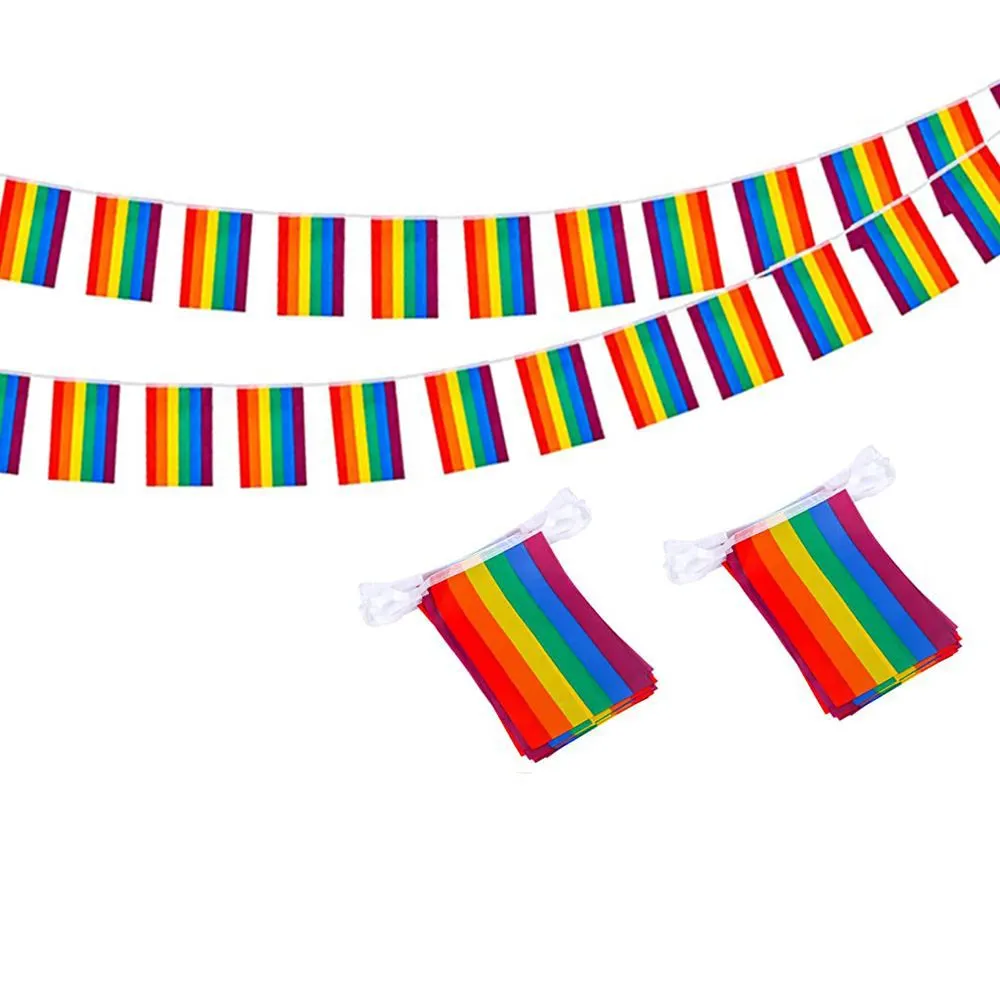 Vendita calda arcobaleno bandiera a mano Windsock serie pieghettata Set Gay Pride arcobaleno bandiera
