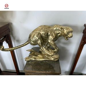 Fusa in bronzo di <span class=keywords><strong>pantera</strong></span> figurina di arte animale regali aziendali di fascia alta uomo decorazione ufficio casa statua di leopardo - Product Image 6