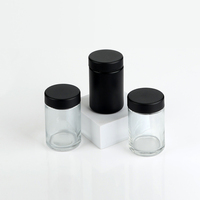 Pot en verre noir mat/brillant personnalisé de 1 oz, 2 oz, 3 oz, 4 oz, 5 oz, 6 oz, 8 oz, 10 oz, 14 oz, 18 oz avec couvercle à vis en plastique CR