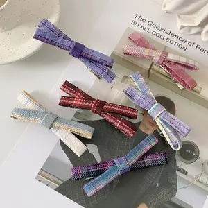 Kleine bogen haar clip Japanischen jk plaid wort clip ente schnabel clip haar zubehör