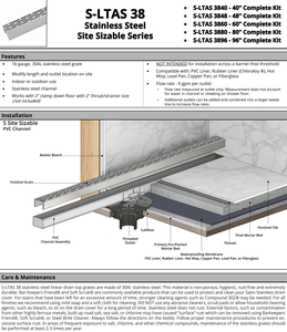 Drain linéaire en acier inoxydable de taille variable avec grille perforée et sorties réglables pour une étanchéité multiple - Product Image 2