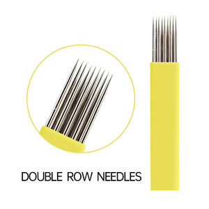Aiguille de tatouage des sourcils jetable jaune à double rangée 0,35 mm, aiguille de stylo manuel de maquillage permanent PMU de qualité supérieure pour microblading - Product Image 3
