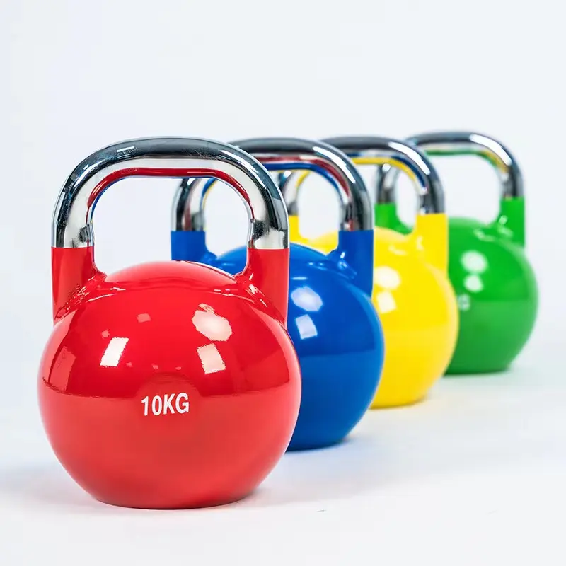 Attrezzature per il fitness professionale su misura in acciaio da competizione kettlebell, kettlebell a colori, kettlebell personalizzati