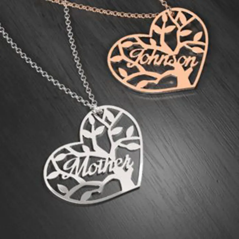 Personalized Hot Selling Stainless Steel DIY Fashion Jewelry True Love Grows Family Tree Necklace