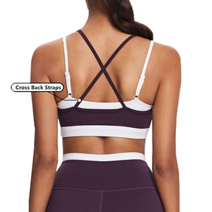 Soutien-gorge de sport ajustable pour femme, soutien-gorge de sport de compression, soutien-gorge à deux pièces factices, soutien-gorge à blocs de couleur pour la course à pied - Product Image 6
