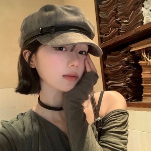 Béret d'hiver rétro japonais en daim PU avec boucle de ceinture <span class=keywords><strong>pour</strong></span> femme, artistique, tendance, respirant, taille ajustable, affine le visage - Product Image 2