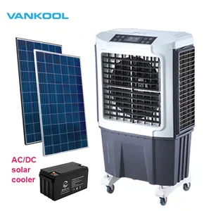 AC/DC Solar rechargeable water cooled portable air conditioner with evaporative cooling system