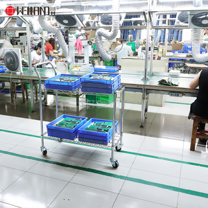 Chariot à outils en métal industriel à 2 étagères, grille carrée chromée, chariot utilitaire robuste - Product Image 3