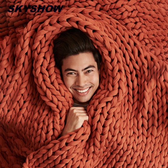 Супер мягкая пряжа большого размера на заказ, объемная пряжа из тенсела от 12 до 25 фунтов, Исландская ручная крупная вязка, хлопковое дышащее утяжеленное одеяло