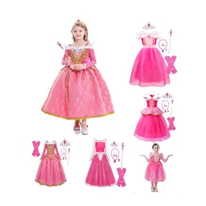 AmzBarleyHalloween Carnival Cosplay Princess Girl Dress Up Kids Party Sleeping Beauty Aurora Fancy Princess Dress Party Costumes