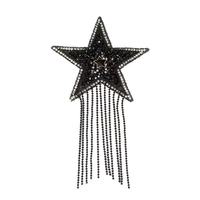 Nouvel arrivage transfrontalier : Patch à strass thermocollant à pampilles, en forme d'étoile à cinq branches avec chaîne, en résine, pour vêtements, prêt à l'emploi, DIY, appliques thermocollantes