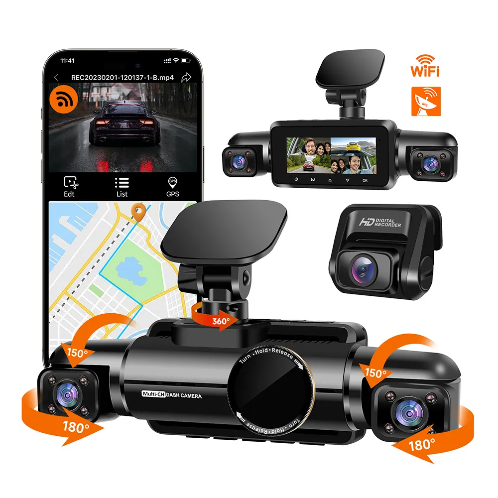 JHK N700 4 Cameras Dash Cam 3K 1080P Voice Control WiFi GPS Night Vision Dashcam for Car