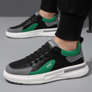 White Chunky Sneakers Men <b>Round</b> Toe Slip On Platform Rubber Sole <b>Cushioned</b> Spring Casual Shoes - Product Image 3