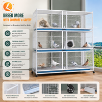 Cage d'élevage moderne multicouche en métal pour pigeons de course, enclos carré spacieux en fil métallique, support roulant, conception sécurisée anti-évasion pour oiseaux