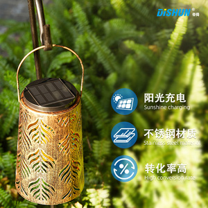 <b>Solar</b> Garden Light Outdoor <b>Hanging</b> LED <b>Lantern</b> With <b>Solar</b> Panel For Patio Yard Decor Bronze Finish - Product Image 2