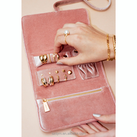 Pochette de voyage en velours pour bijoux, organiseur de bijoux de luxe, élégante pochette de rangement pour bagues, boucles d'oreilles, colliers