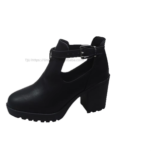 Nouvelles Chaussures Professionnelles Plateformes Style Britannique Automne Grande Taille Talon Épais Bout Rond Talon Moyen Coupe Profonde pour Femme - Product Image 5
