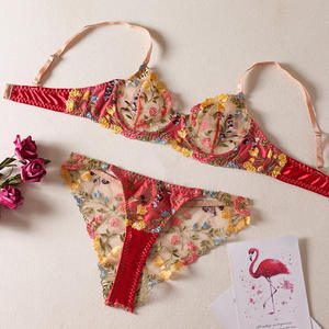 Ensemble <span class=keywords><strong>de</strong></span> lingerie sexy en dentelle brodée <span class=keywords><strong>de</strong></span> fleurs pour femme, style jardin, sous-vêtements fantaisie Victoria Secret - Product Image 3