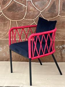 Chaise de jardin en filet avec corde tressée, structure en acier inoxydable durable, coussin imperméable pour hôtels et restaurants - Product Image 3