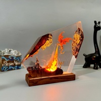 Lampe en résine Dragon de Feu en époxy, veilleuse artisanale en résine, LED multicolore, idéale pour la décoration de la maison et de la chambre, cadeaux uniques pour anniversaires et fêtes