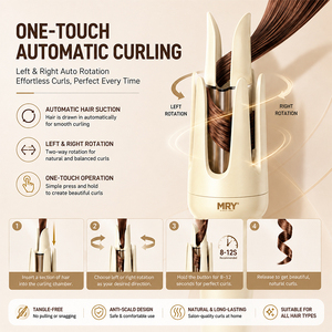 MRY Fer à Boucler Automatique Rotatif en Céramique Tourmaline, 4 Températures, Chauffage Rapide, Outil de Coiffure Électrique - Product Image 2