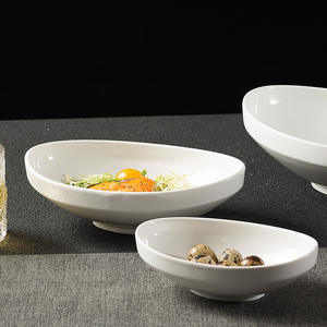 Plato <span class=keywords><strong>de</strong></span> Servir Ovalado Minimalista <span class=keywords><strong>de</strong></span> Cerámica, Diseño con Esmalte Blanco Mate para <span class=keywords><strong>Ensaladas</strong></span>, Platos Principales y Presentación en Restaurantes - Product Image 2