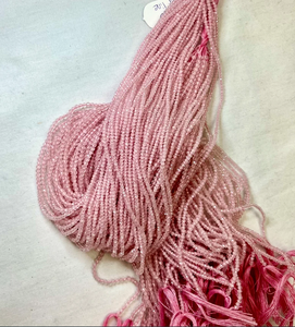 Cuentas facetadas de cuarzo rosa natural de 15 pulgadas, forma de bola redonda, para joyería como pulseras y tobilleras para mujer, 1 hilo completo de gemas - Product Image 2