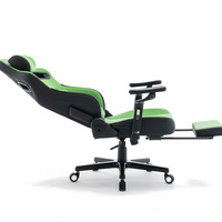 Fauteuil de gaming moderne color block à motif imprimé, avec accents chromés, siège baquet, rembourrage épais et coussin large, pour la maison et le studio