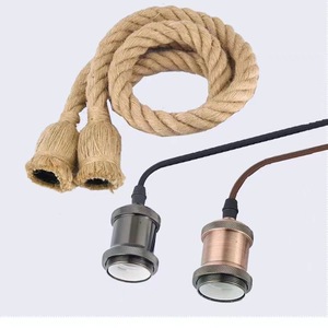 Base de lampe en aluminium avec cordon en corde de chanvre E27, <span class=keywords><strong>suspension</strong></span>, <span class=keywords><strong>abat</strong></span>-<span class=keywords><strong>jour</strong></span>, luminaire, accessoires <span class=keywords><strong>pour</strong></span> ampoule LED, plaque de plafond, <span class=keywords><strong>fil</strong></span> 220V - Product Image 3