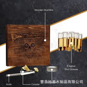 Juego de Vasos de Chupito de Madera con Forma de Calavera y Caja de Almacenamiento, Estilo Vintage, Portátil, para Servir Whisky, Tequila y Cócteles - Product Image 3
