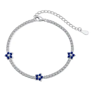 Dylam Top End Luxe Vrouwen Fijne Sieraden Rhodium 18K Vergulde S925 Zilveren Bloem 5a Diamant Zirconia Tennisarmband