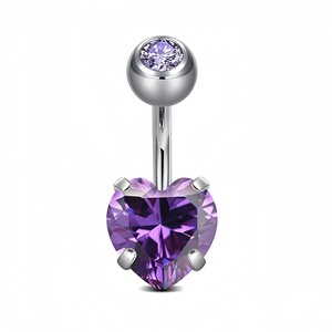 Piercing de nombril en titane G23 en forme de cœur avec zircon serti, bijou de nombril pour femme, accessoire de piercing tendance - Product Image 3