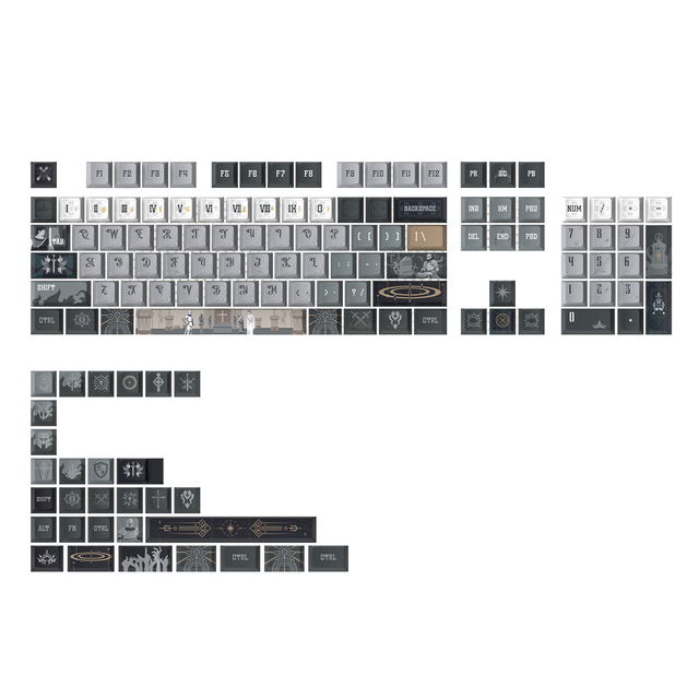 Medieval Astrology Keycap Cherry Profile Dye Sublimation Retro Keycas Set 130Keys for Mechanical Gaming Keyboard DIY Custom