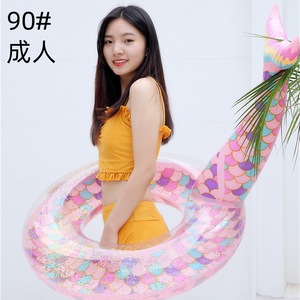 Thickened <b>Sequined</b> Mermaid Swimming Ring 90cm Adult Inflatable Fish Tail Float Pool Toy - Product Image 4