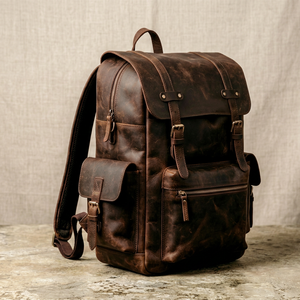 Custom Logo Genuine Leather <b>Backpack</b> <b>Men</b> Real Leather Travel <b>Laptop</b> Bag Waterproof Wholesale Business Pack LBK-0126 - Product Image 1