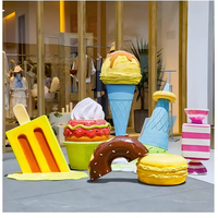 Statue géante en fibre de verre en forme de cône de crème glacée rose tourbillonnant, sculpture étanche, ornement en forme de bonbon, décoration extérieure pour devanture de magasin de crème glacée