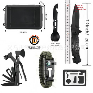 Kit d'outils de survie 22,5x12,5x5,5cm, équipement d'urgence multifonctionnel pour le camping, la randonnée et les secours - Product Image 3