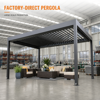 Pergola bioclimatique motorisée moderne en aluminium pour patio, gazebo, pavillon, toit à lames rétractables automatiques, imperméable et robuste